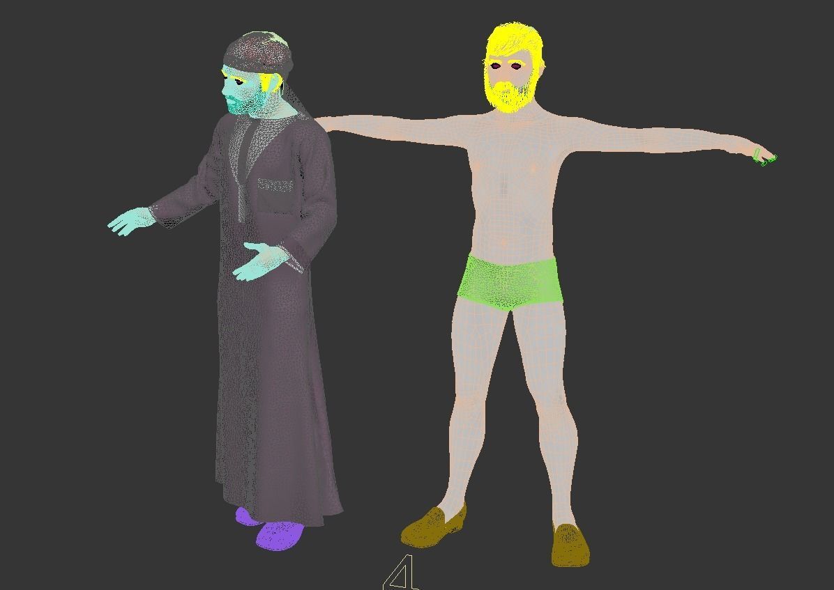 4 x Arabic men models real cloth simulation loop animated 3D Model Collection_5