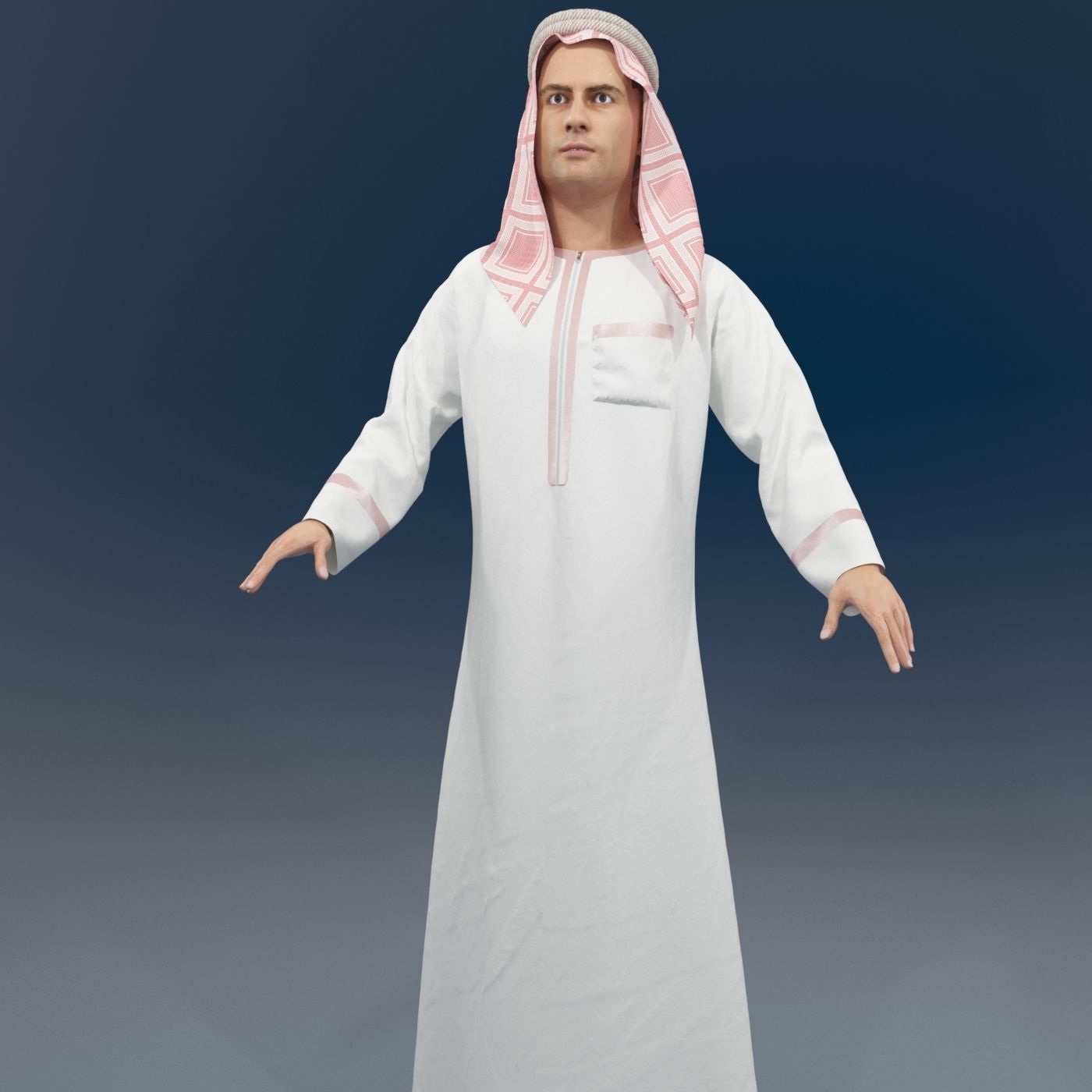 4 x Arabic men models real cloth simulation loop animated 3D Model Collection_19