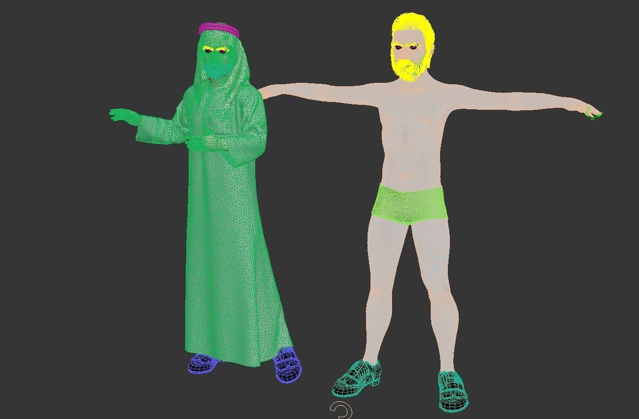 4 x Arabic men models real cloth simulation loop animated 3D Model Collection_22