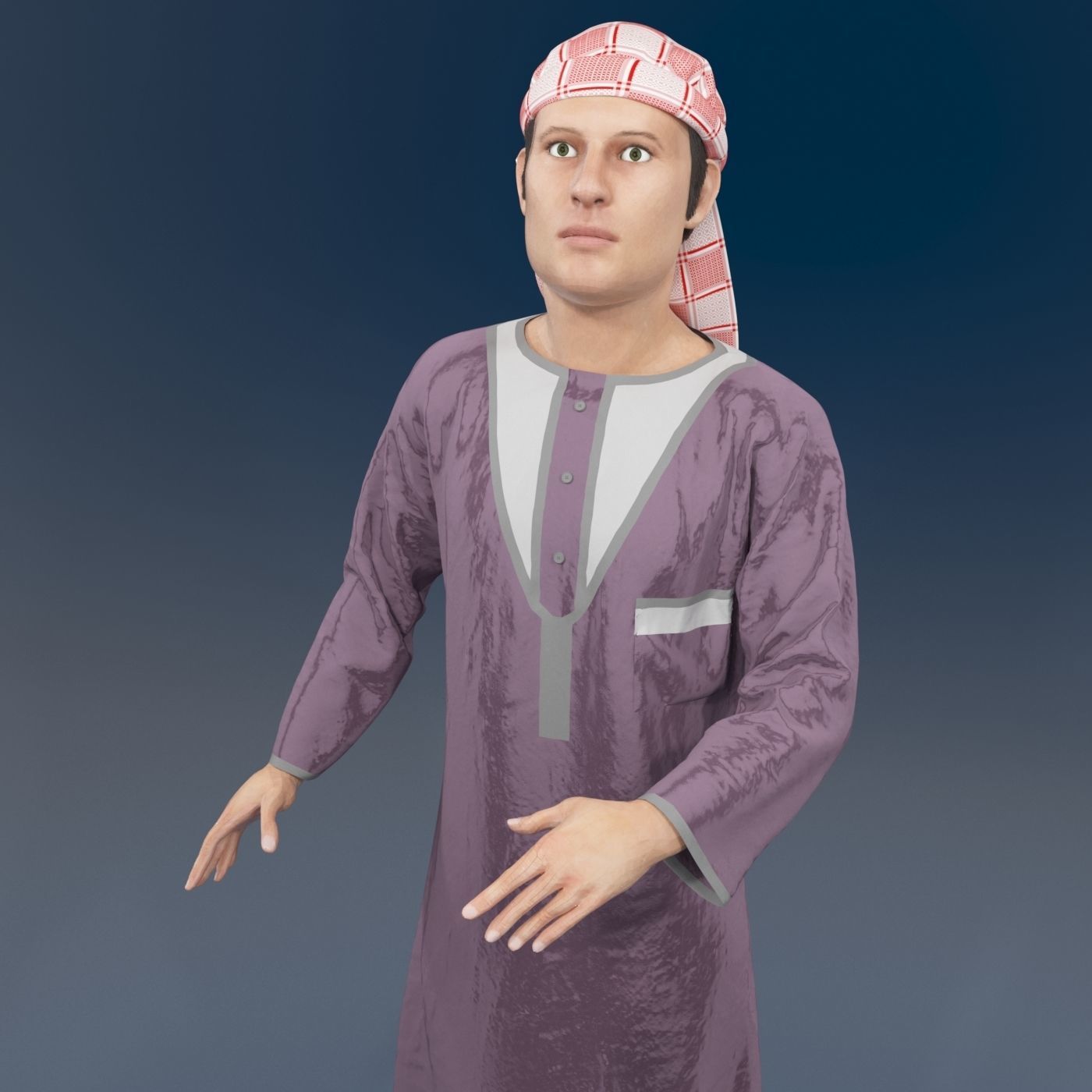 4 x Arabic men models real cloth simulation loop animated 3D Model Collection_2
