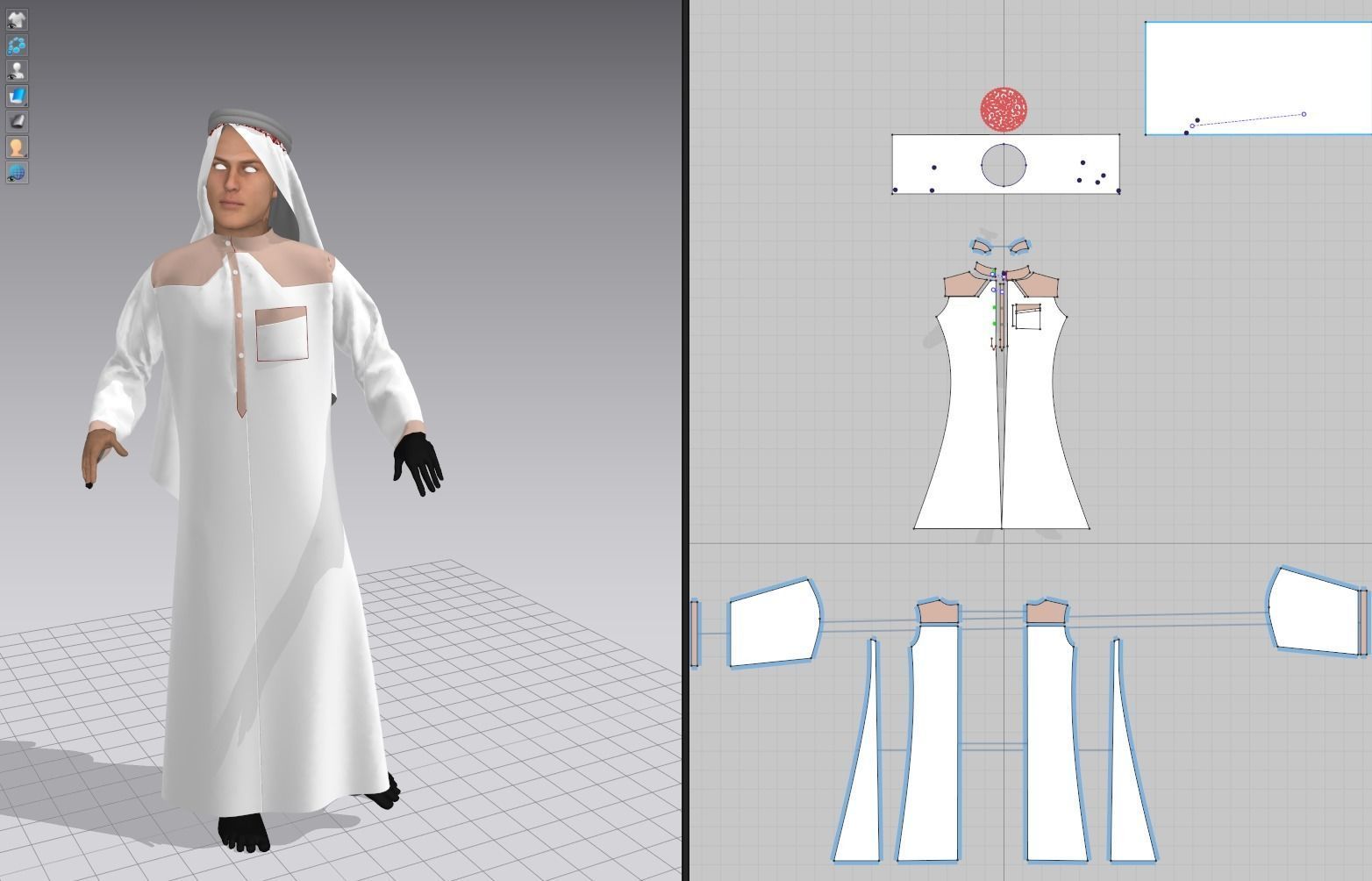 4 x Arabic men models real cloth simulation loop animated 3D Model Collection_10