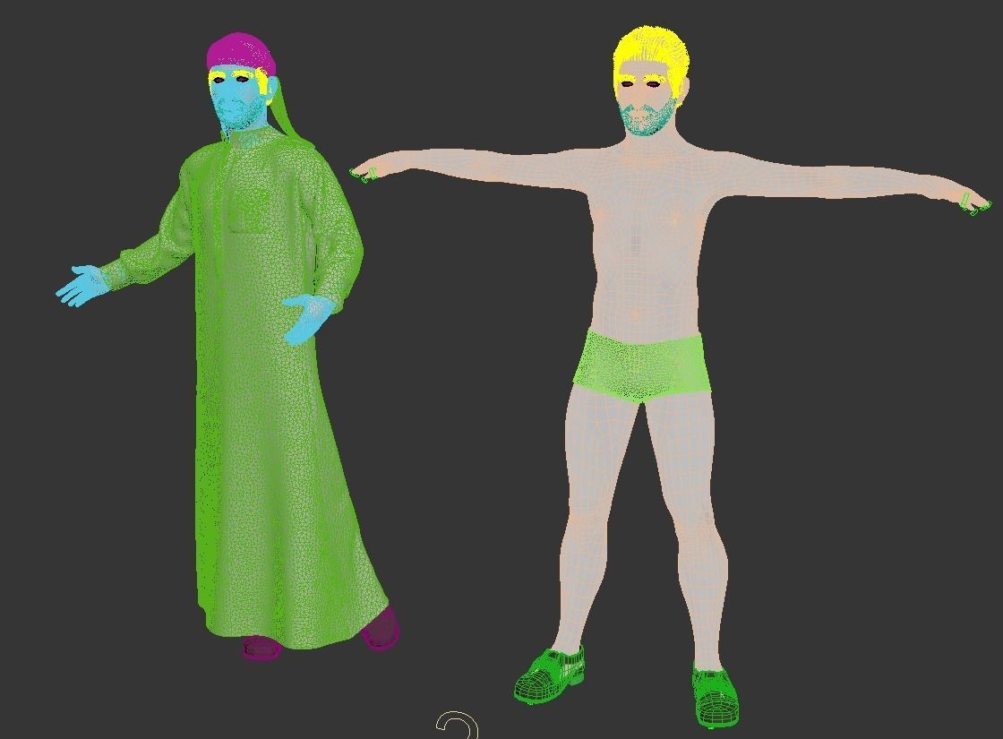 4 x Arabic men models real cloth simulation loop animated 3D Model Collection_16