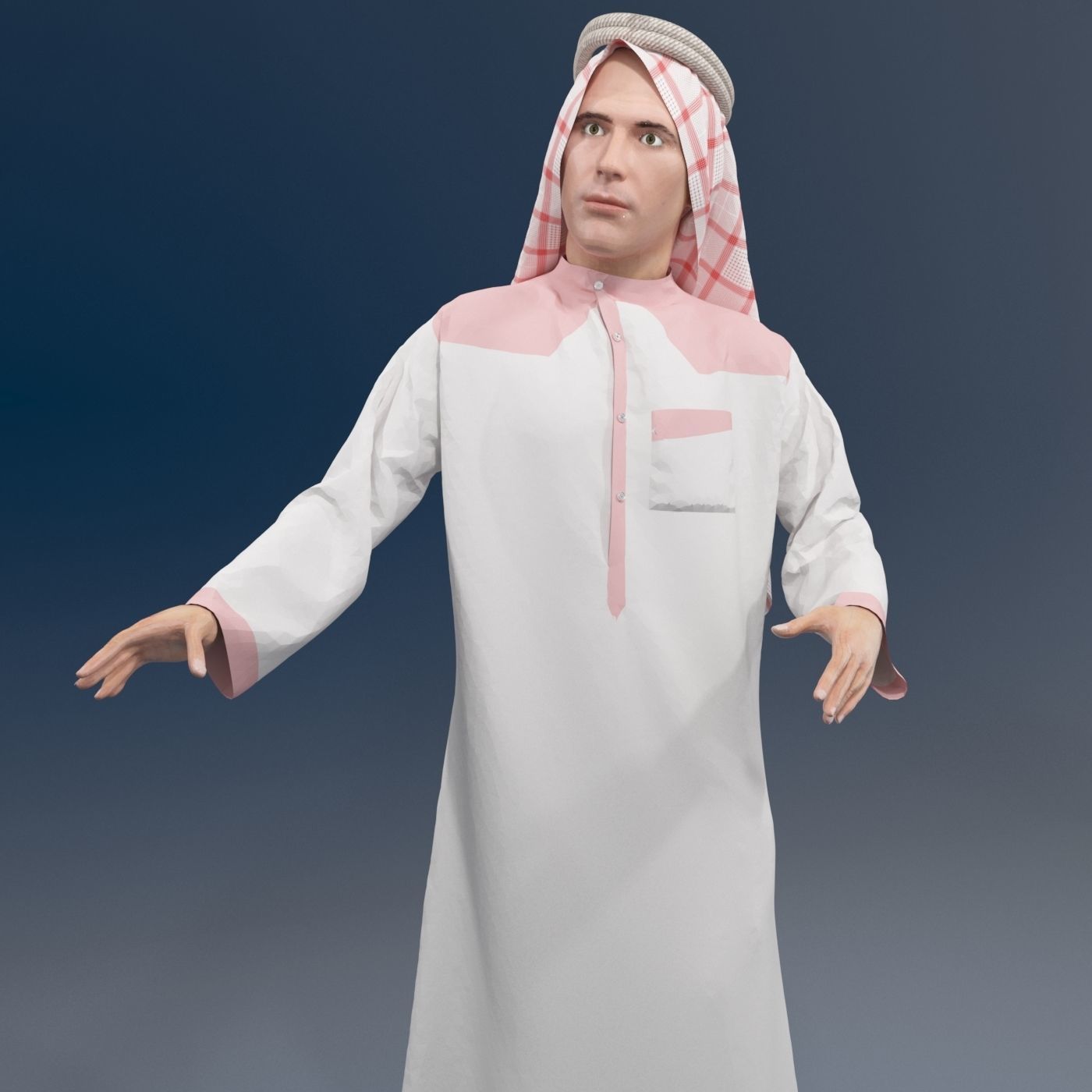 4 x Arabic men models real cloth simulation loop animated 3D Model Collection_9