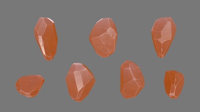 Crystal orange stone Low-poly 3D model