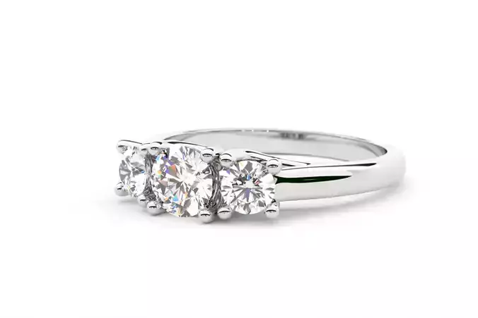 Three stone round cut engagement rings