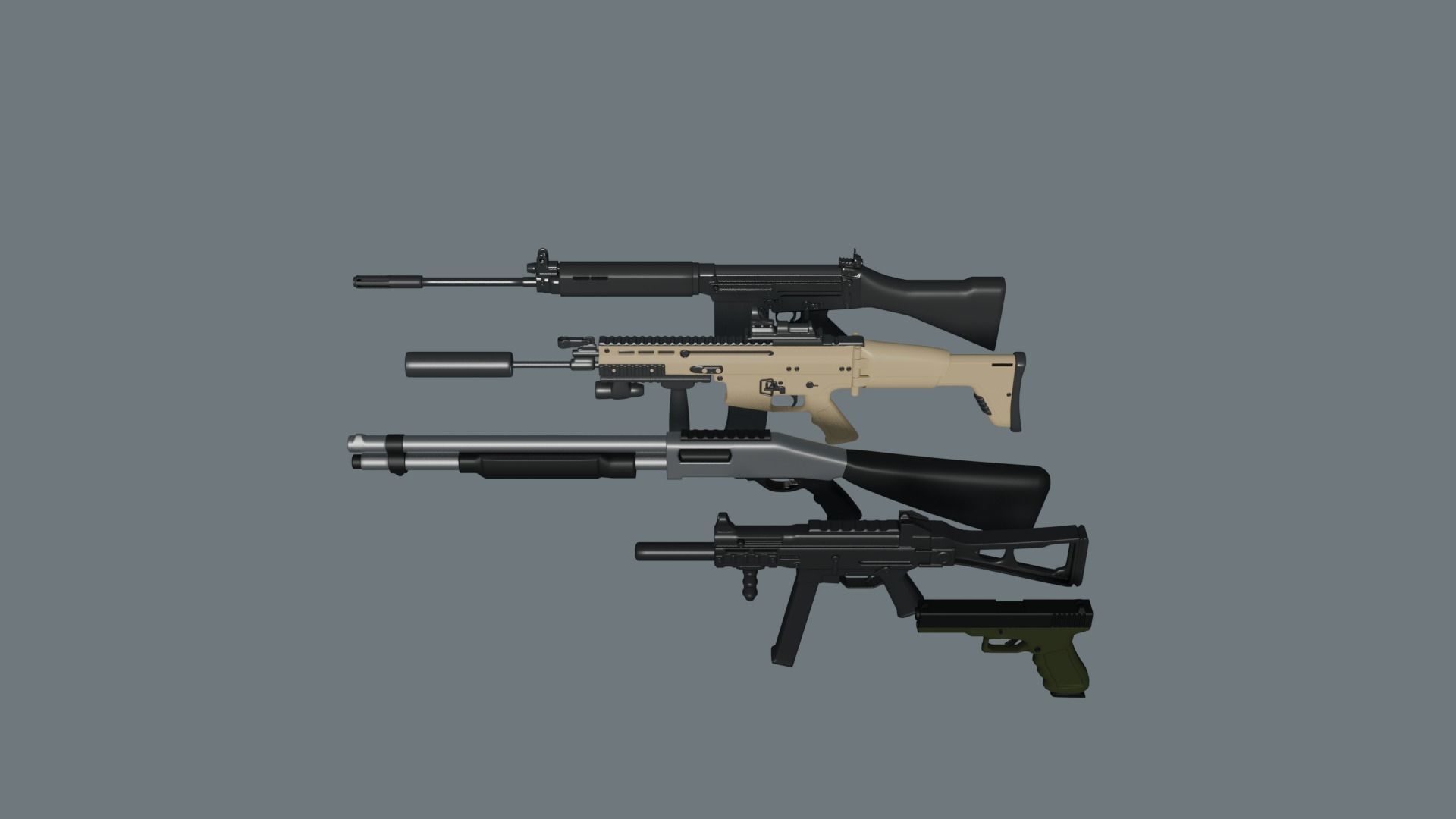 WEAPONS PACK Low-poly 3D model_1