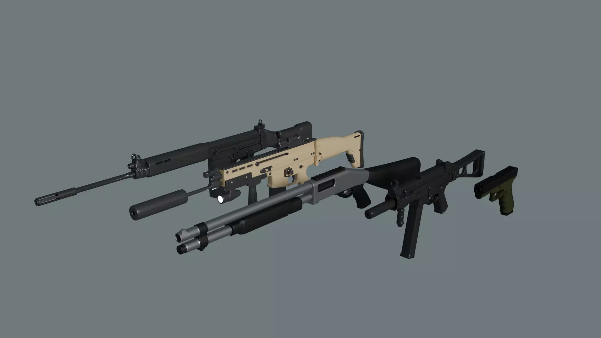 WEAPONS PACK Low-poly 3D model_0