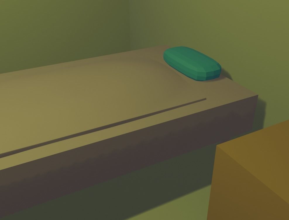 Bedroom room with bed and box 3D model_2