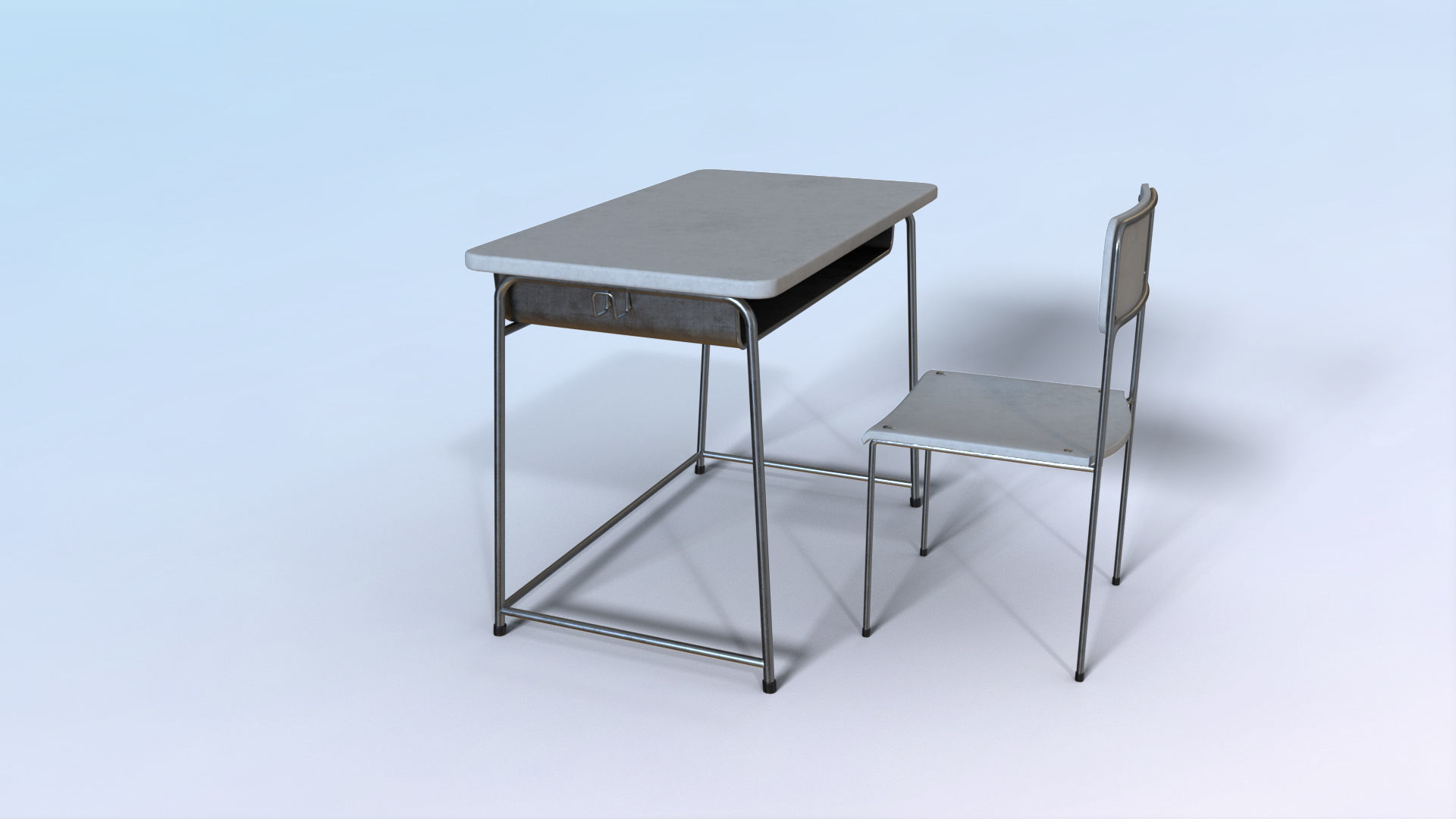 School Desk Low-poly 3D model_20