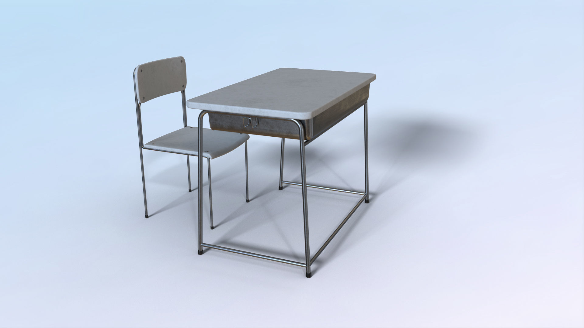 School Desk Low-poly 3D model_15