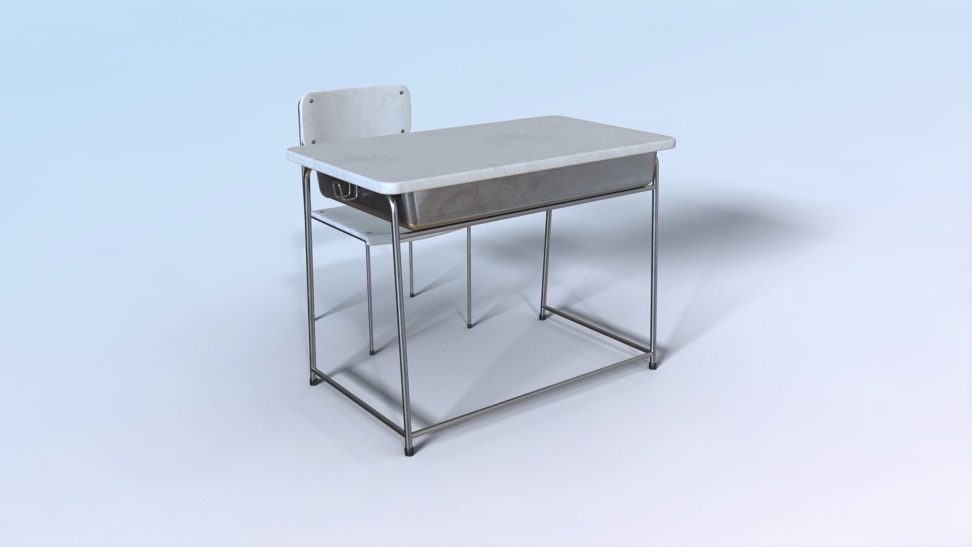 School Desk Low-poly 3D model_14