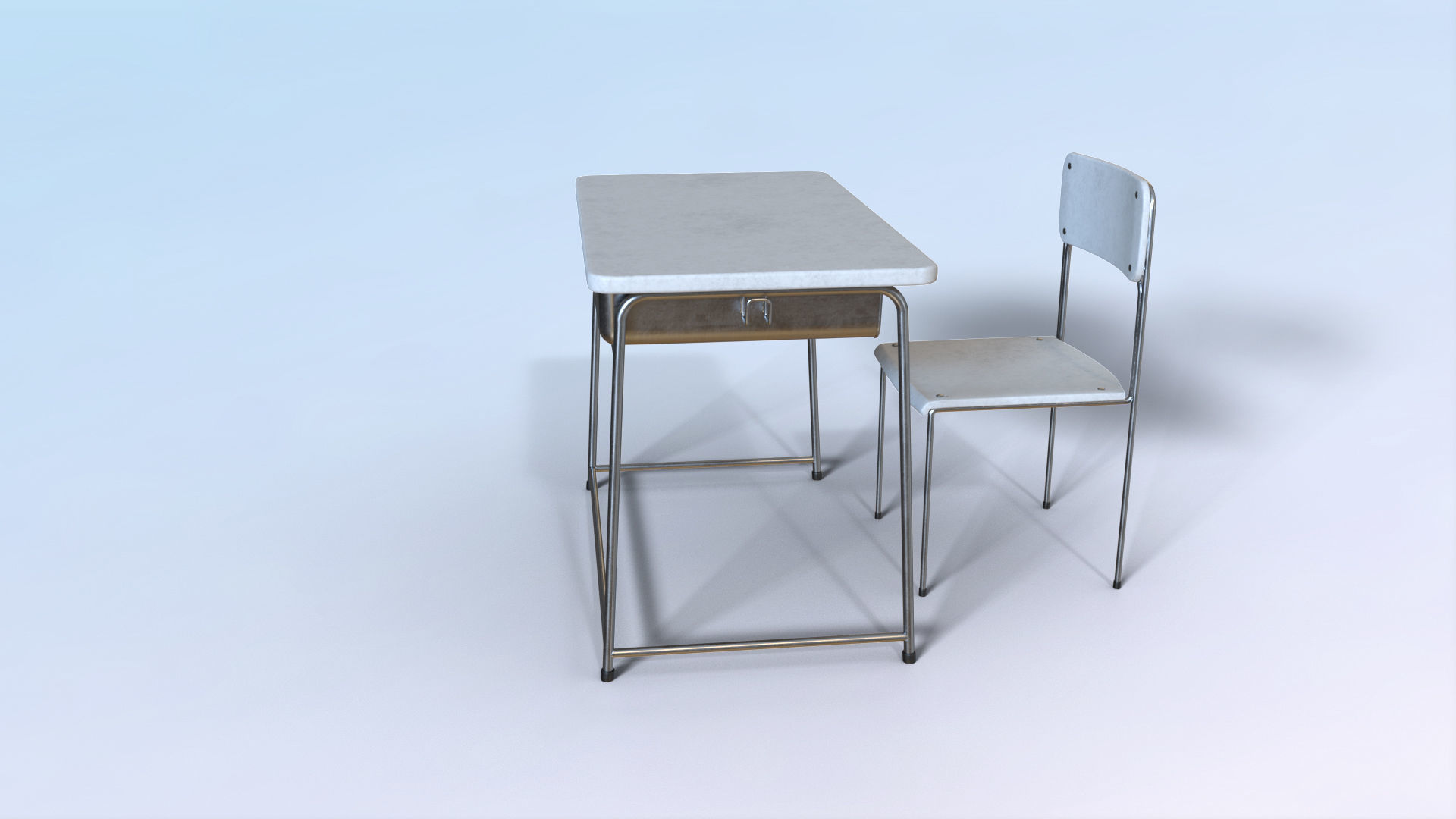 School Desk Low-poly 3D model_21