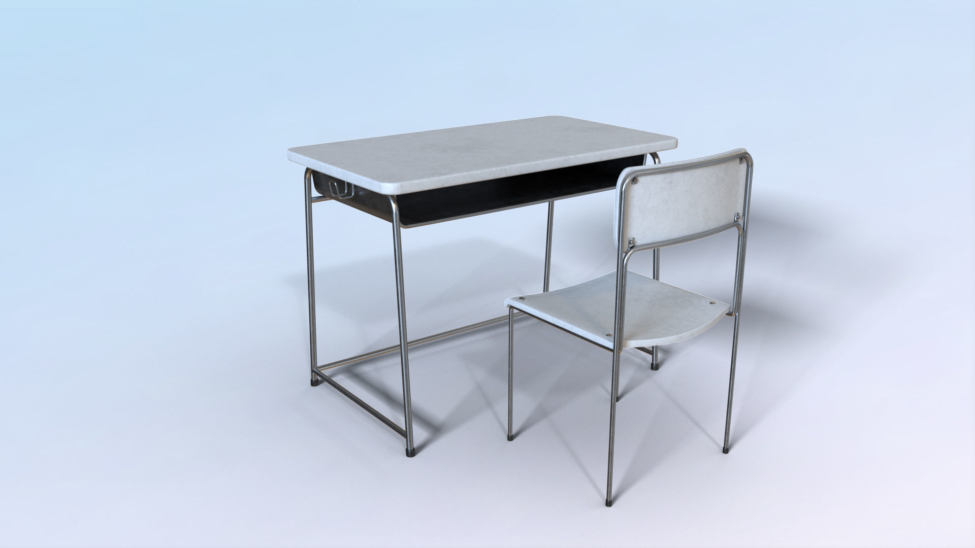 School Desk Low-poly 3D model_19