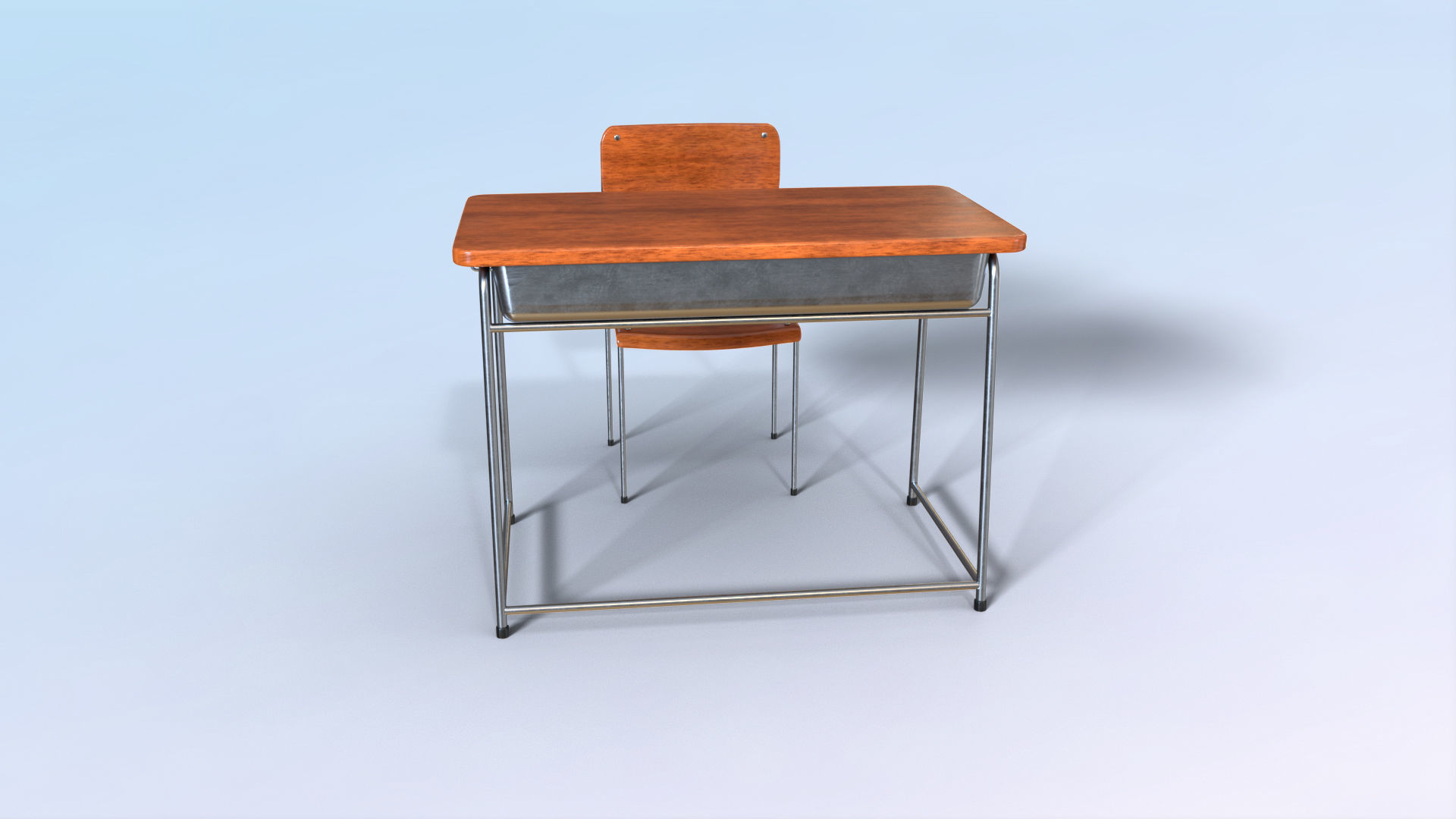 School Desk Low-poly 3D model_13