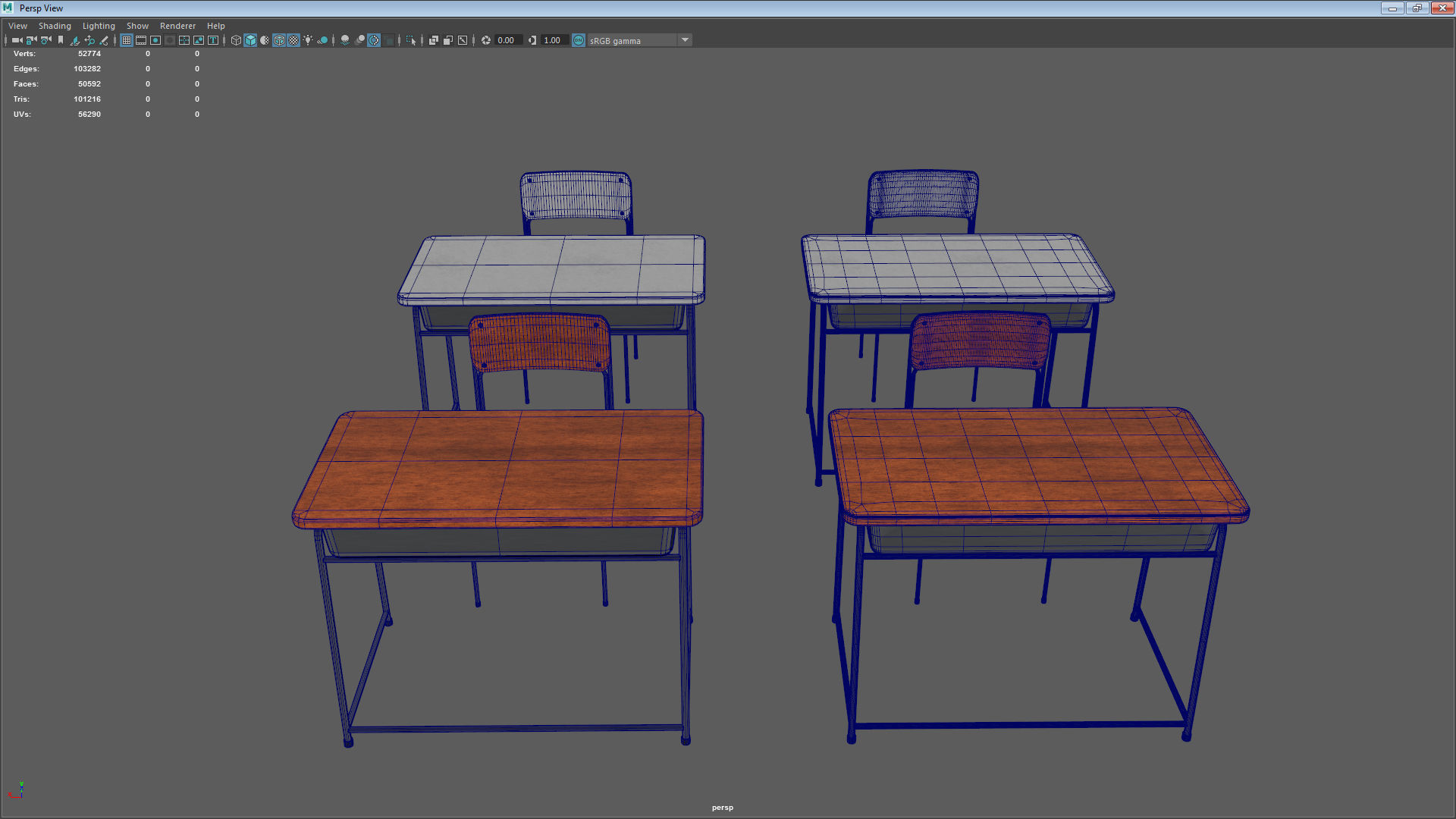 School Desk Low-poly 3D model_27