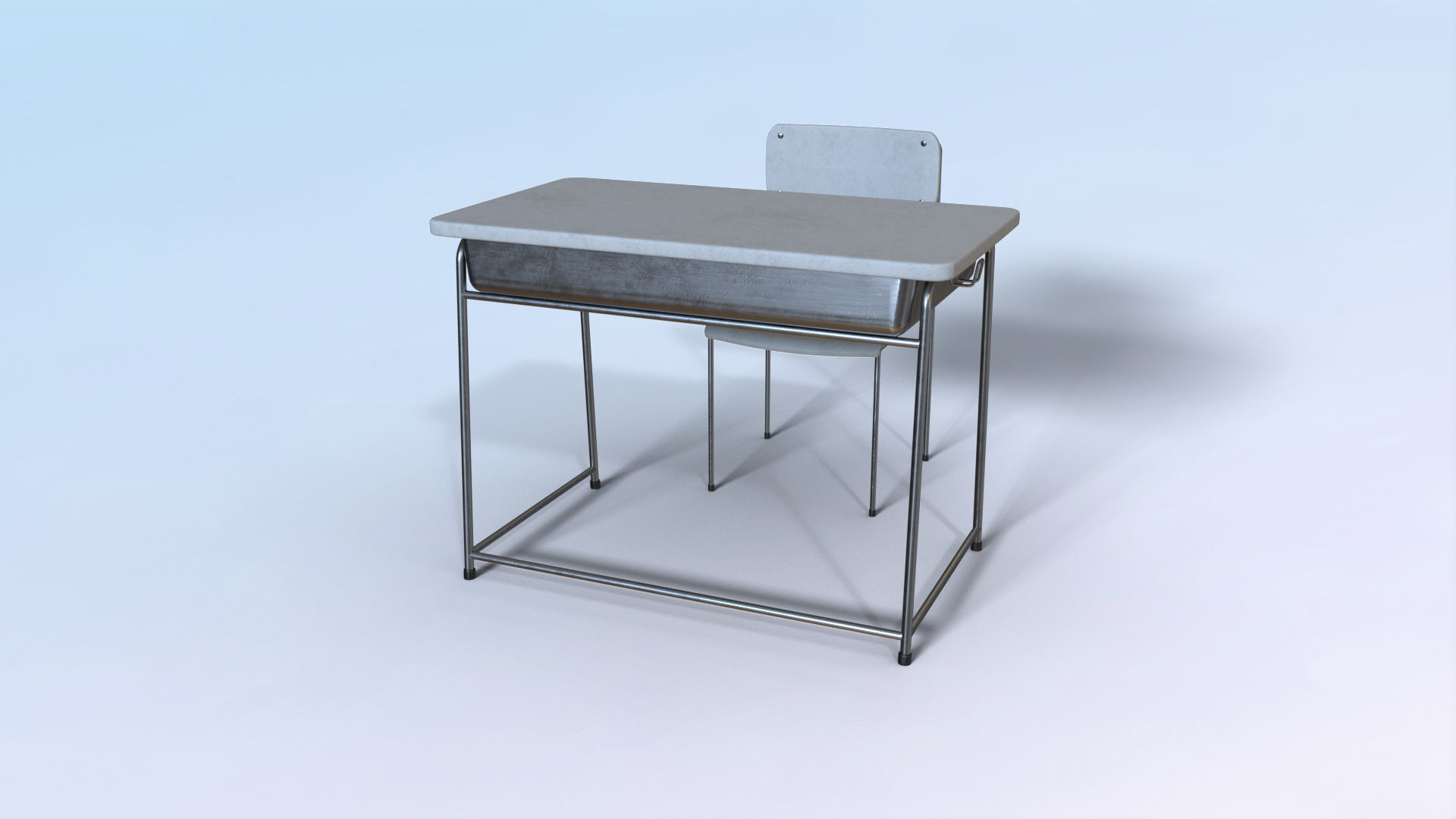 School Desk Low-poly 3D model_23