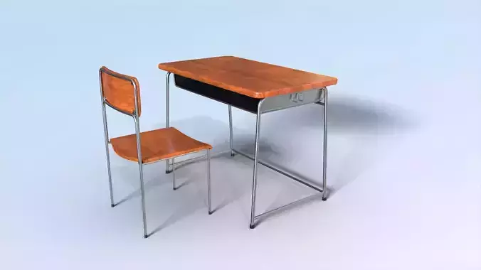 School Desk Low-poly 3D model