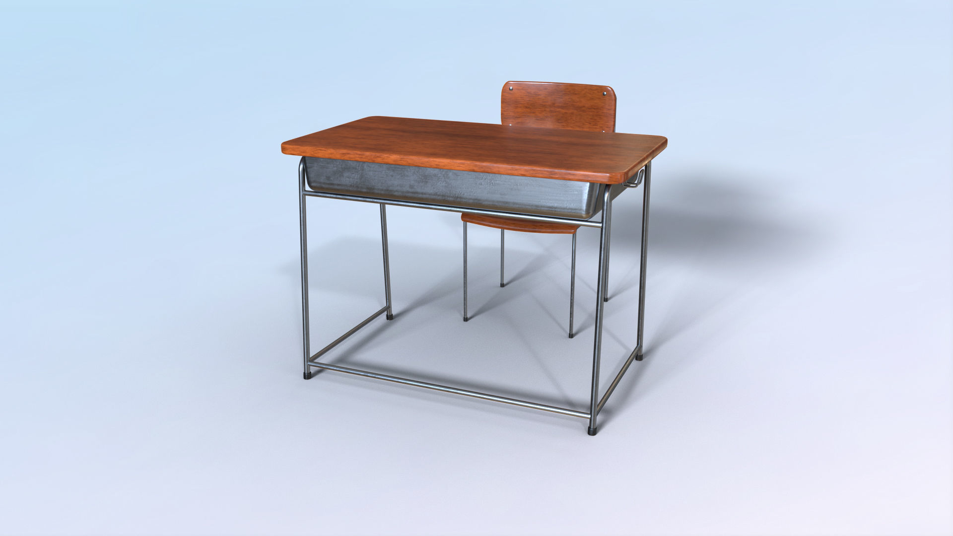 School Desk Low-poly 3D model_12