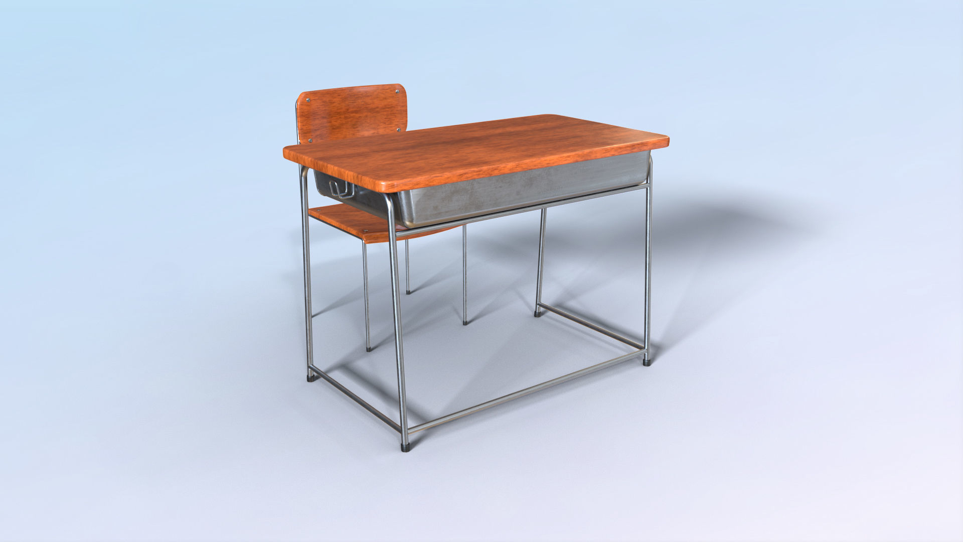 School Desk Low-poly 3D model_3
