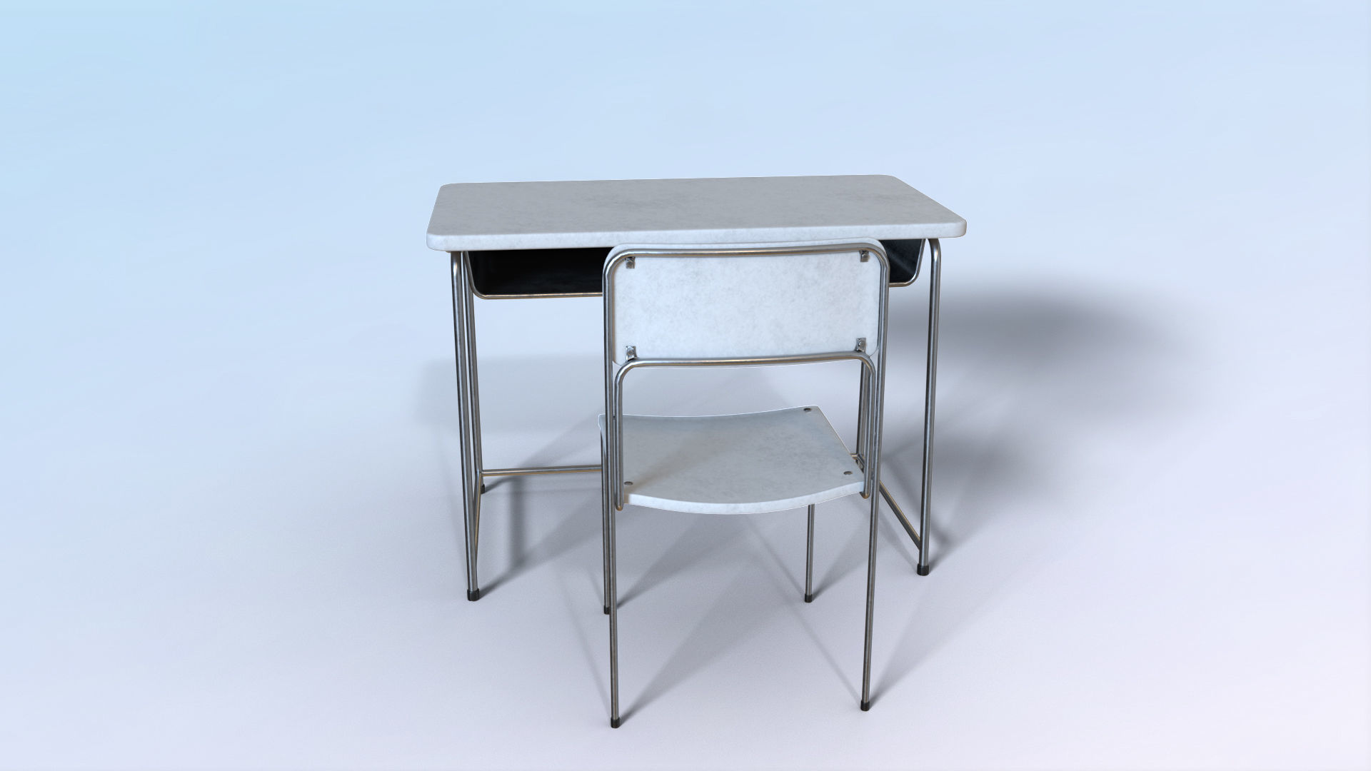 School Desk Low-poly 3D model_18