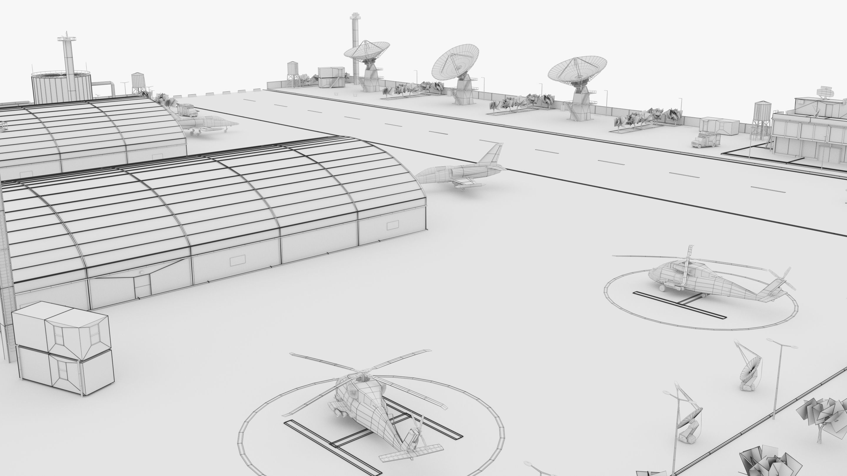 Military Airport - Scene model Low-poly 3D model_2