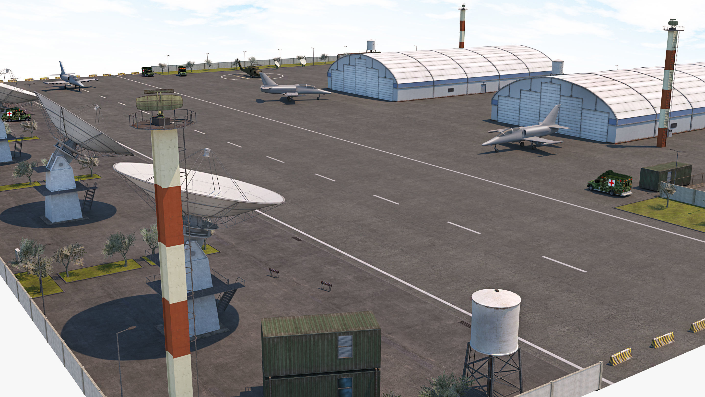 Military Airport - Scene model Low-poly 3D model_4