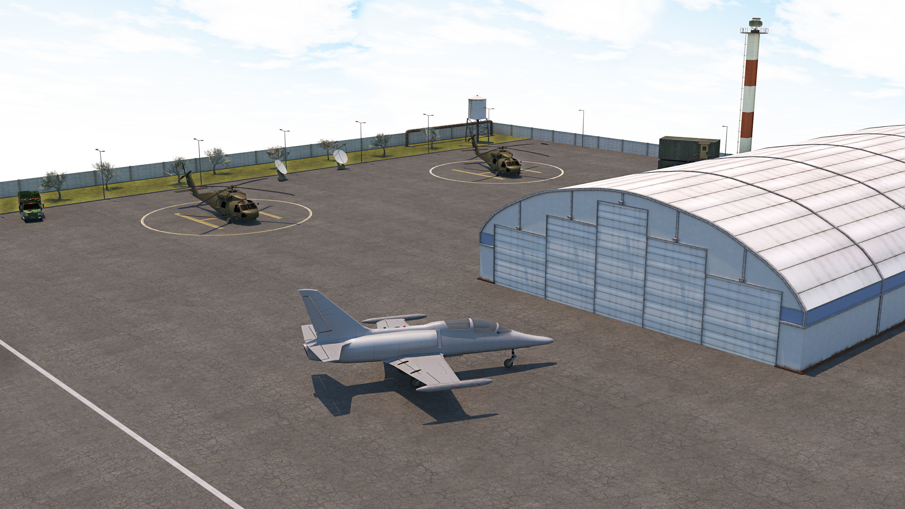 Military Airport - Scene model Low-poly 3D model_11