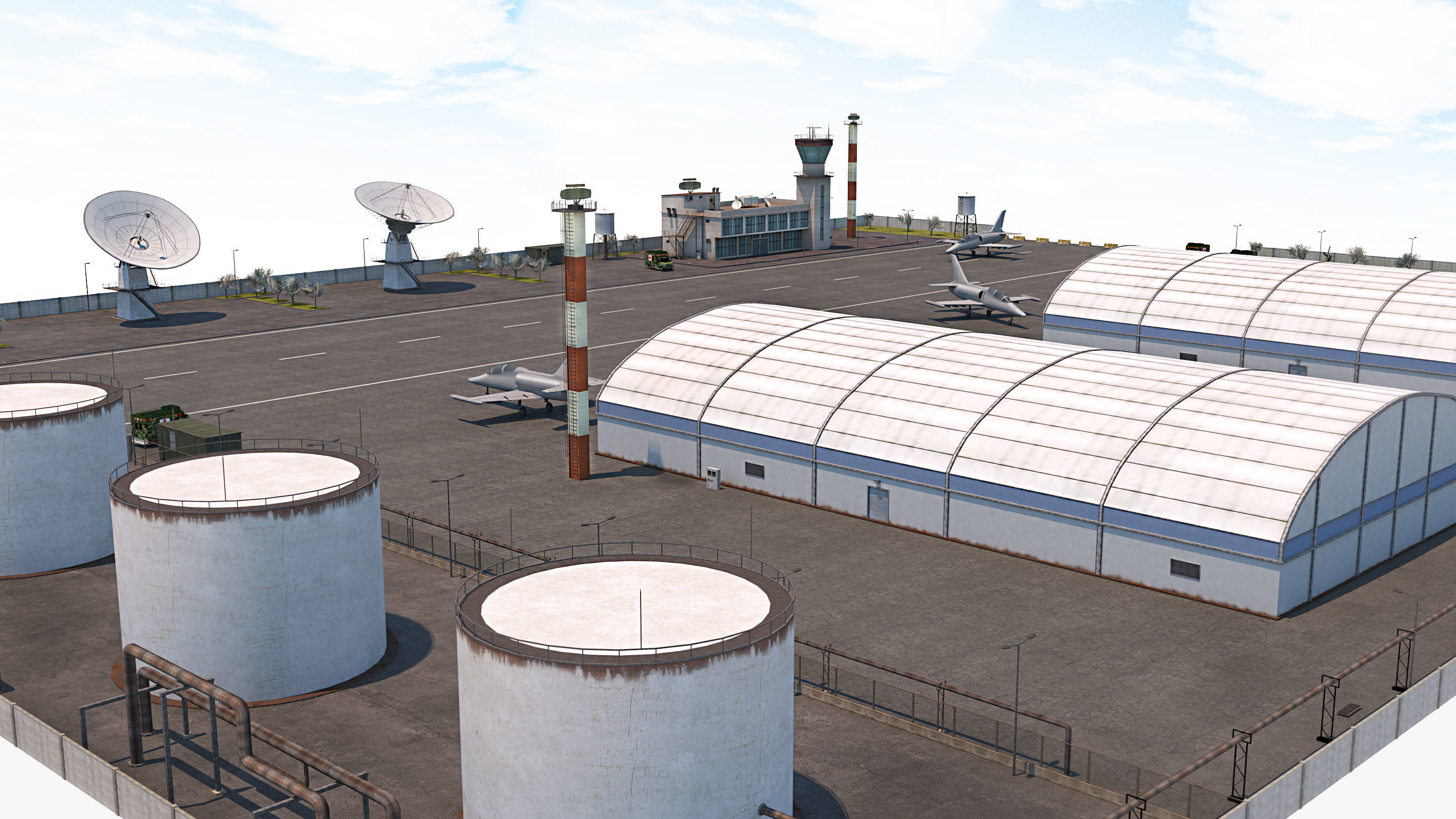 Military Airport - Scene model Low-poly 3D model_3