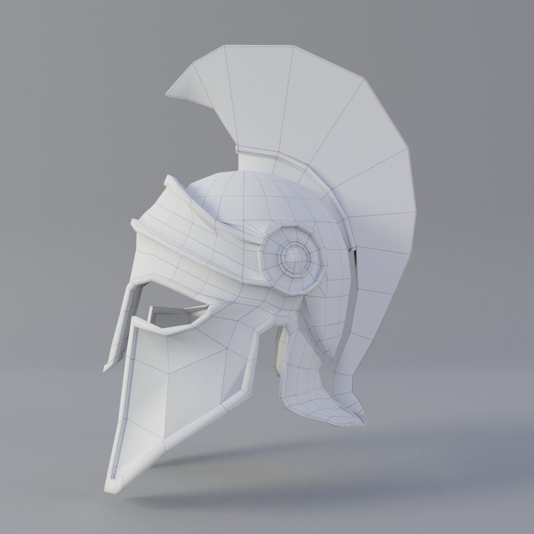 Greek helmet Low-poly 3D model_5