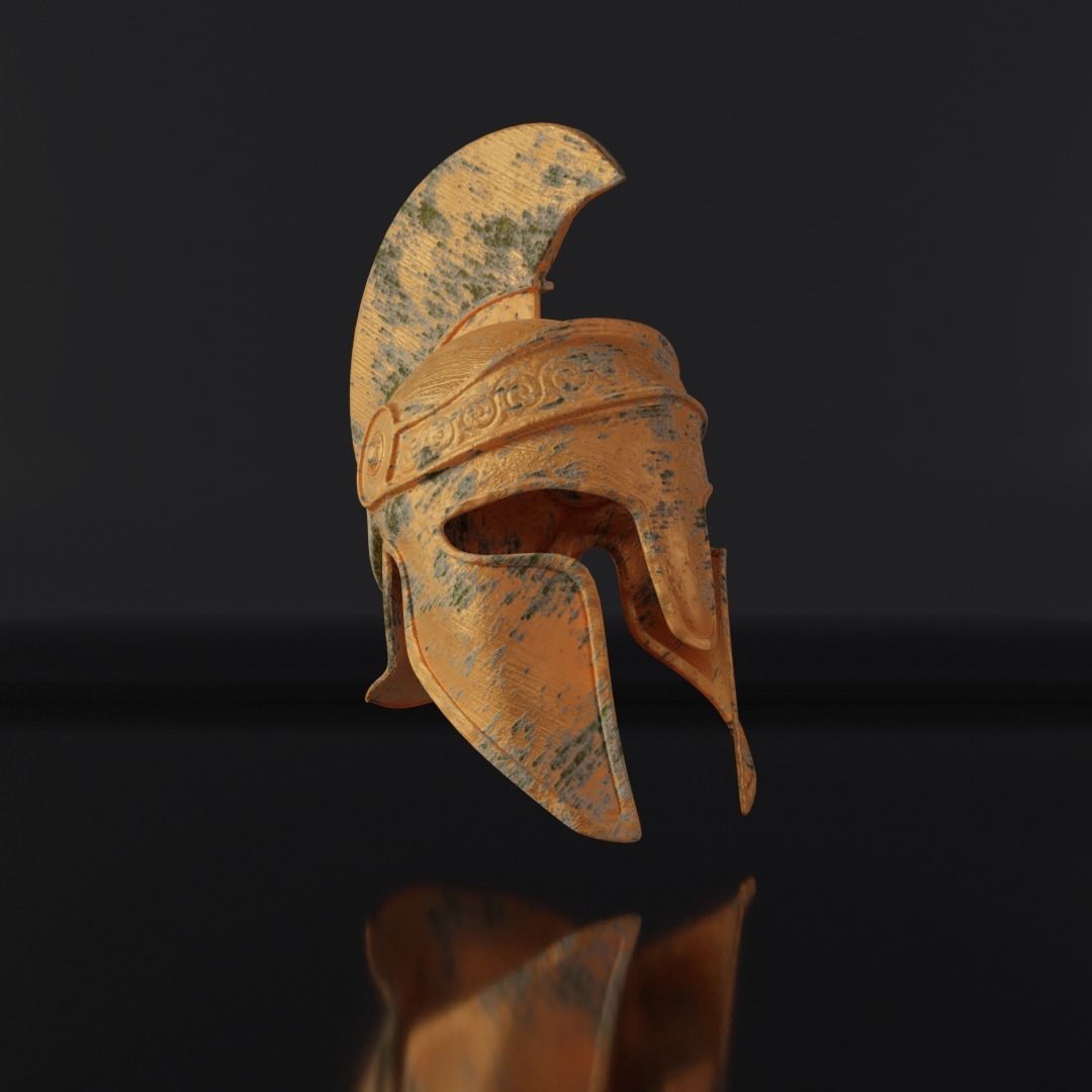 Greek helmet Low-poly 3D model_3