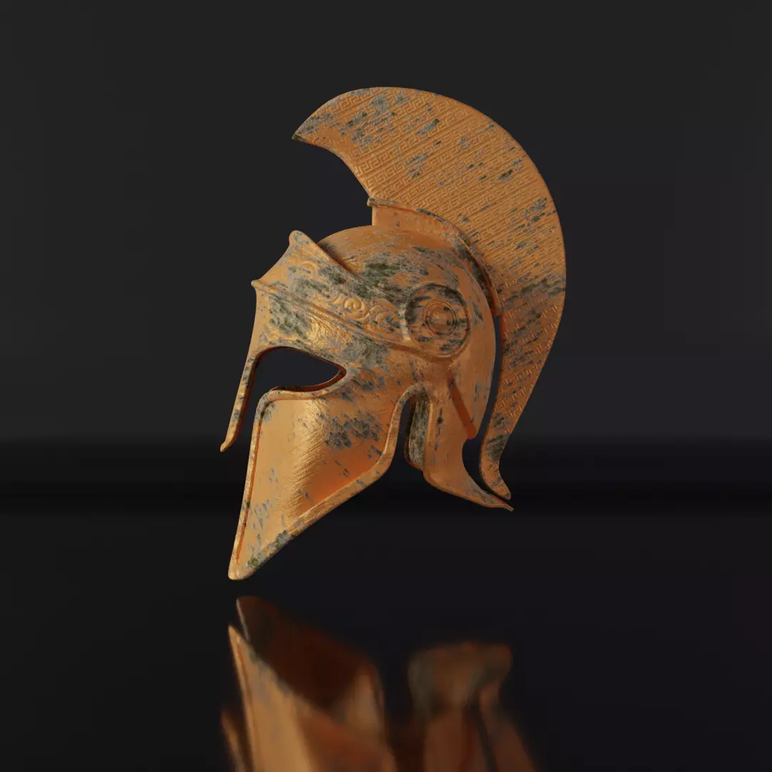Greek helmet Low-poly 3D model_0