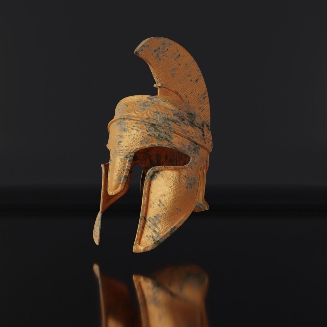 Greek helmet Low-poly 3D model_4