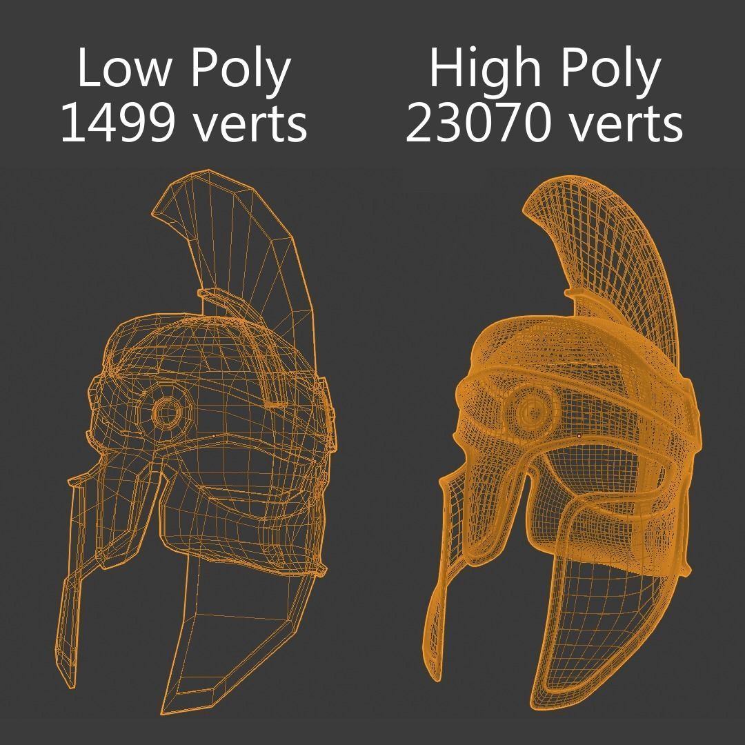 Greek helmet Low-poly 3D model_2