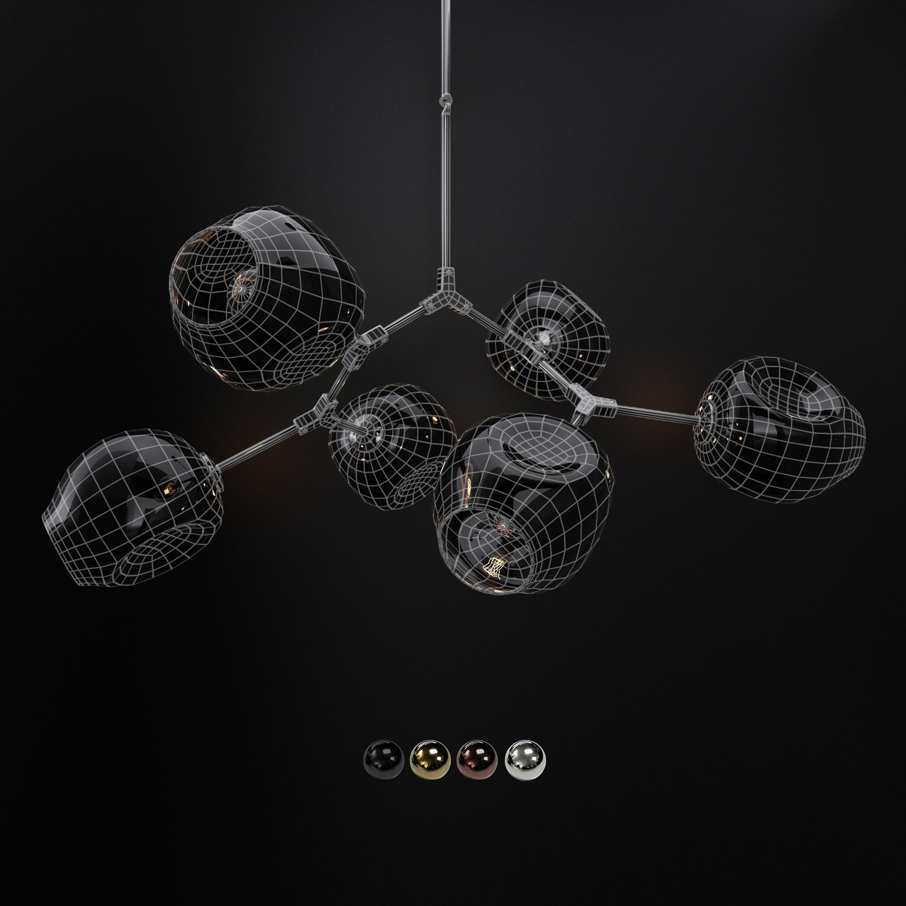Collection Branching bubble 6 lamps 3D model_1