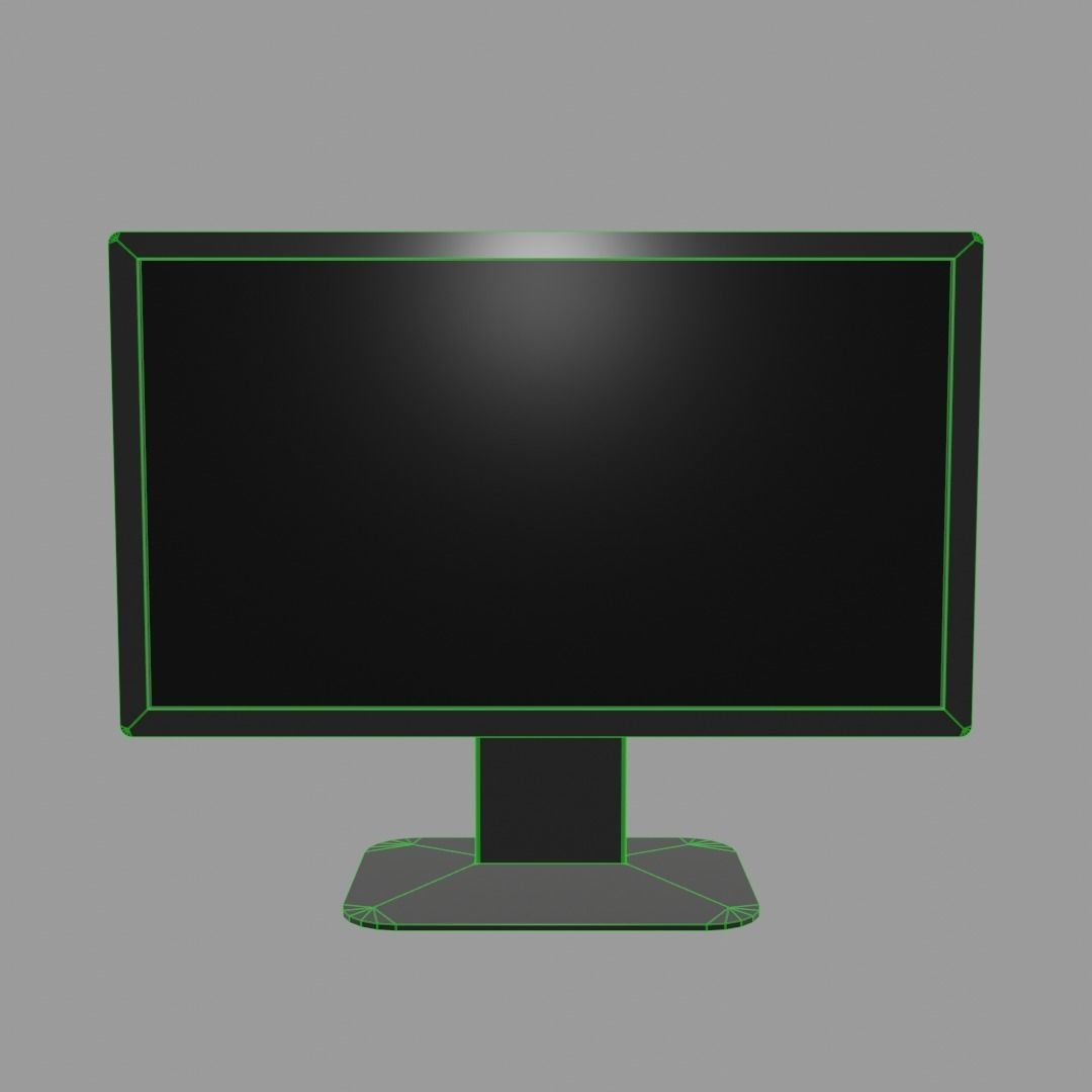Low-poly Widescreen Monitor Low-poly 3D model_2