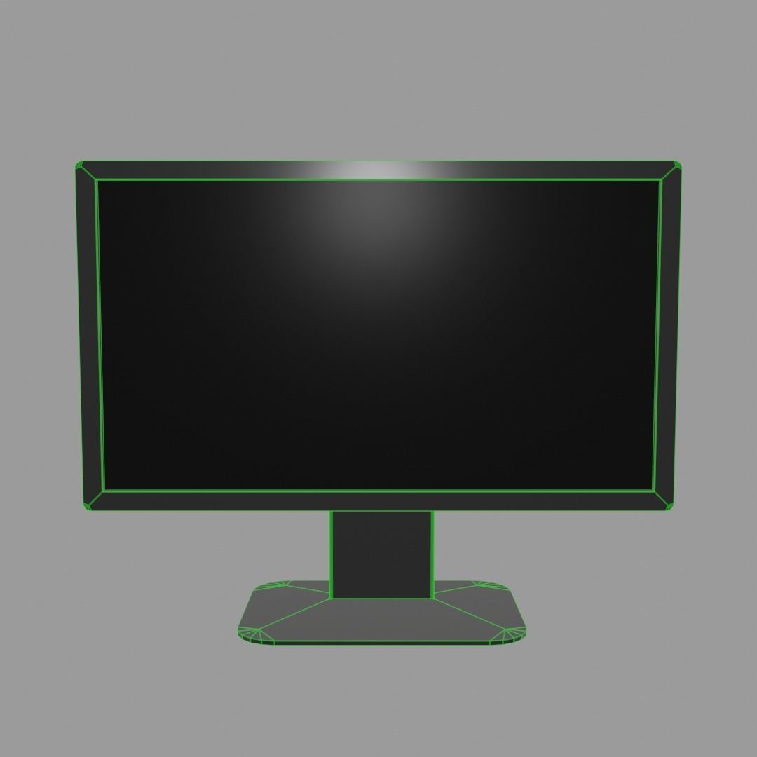 Low-poly Widescreen Monitor Low-poly 3D model_1