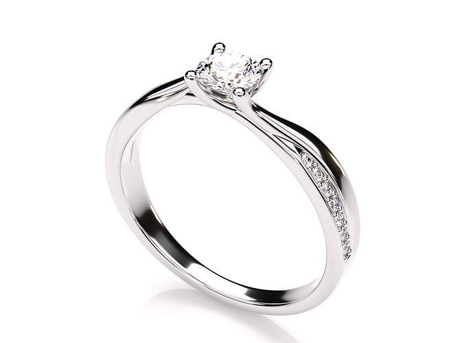 Platinum Twist Diamond Ring 3D print model