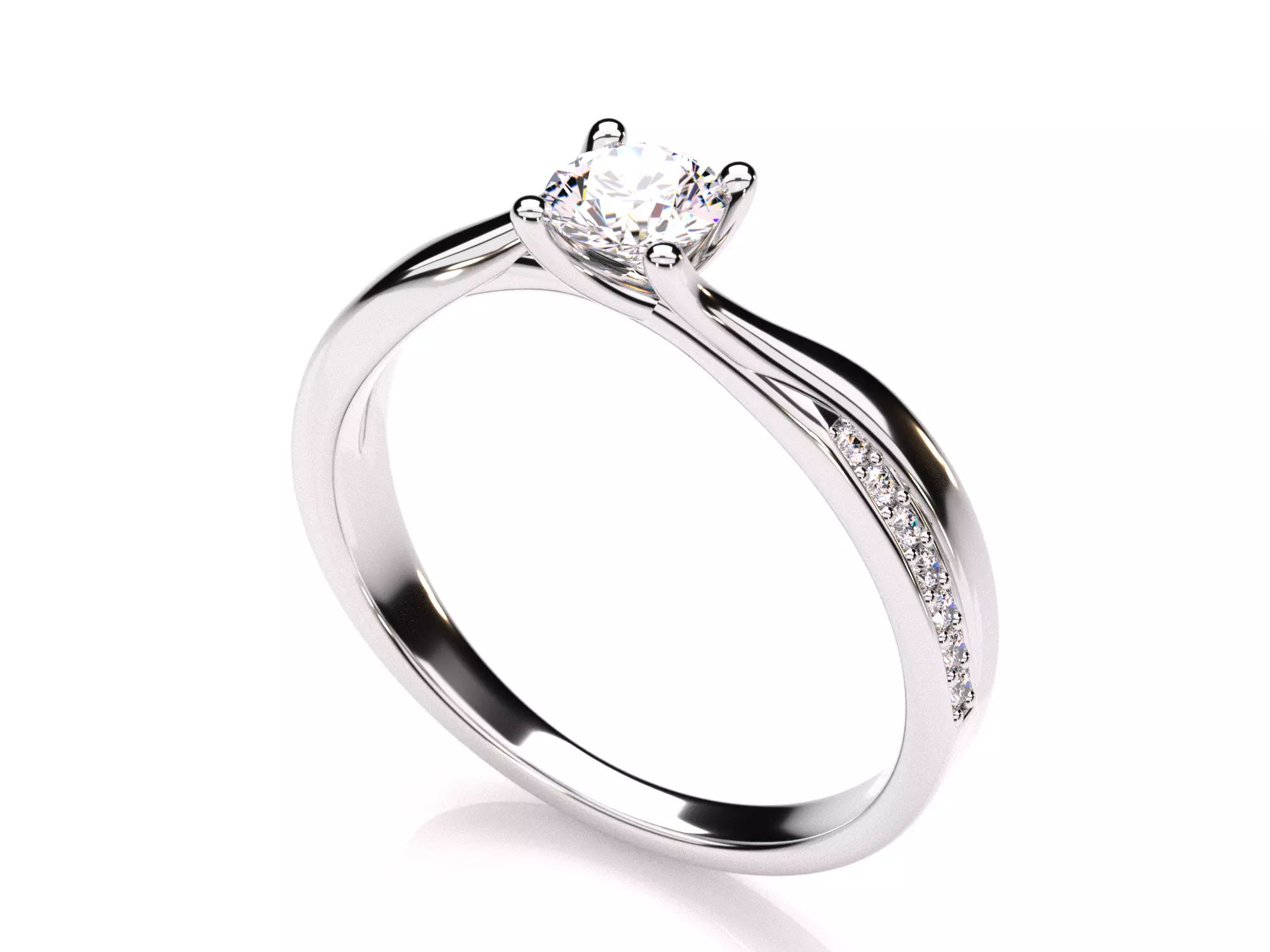 Platinum Twist Diamond Ring 3D print model
