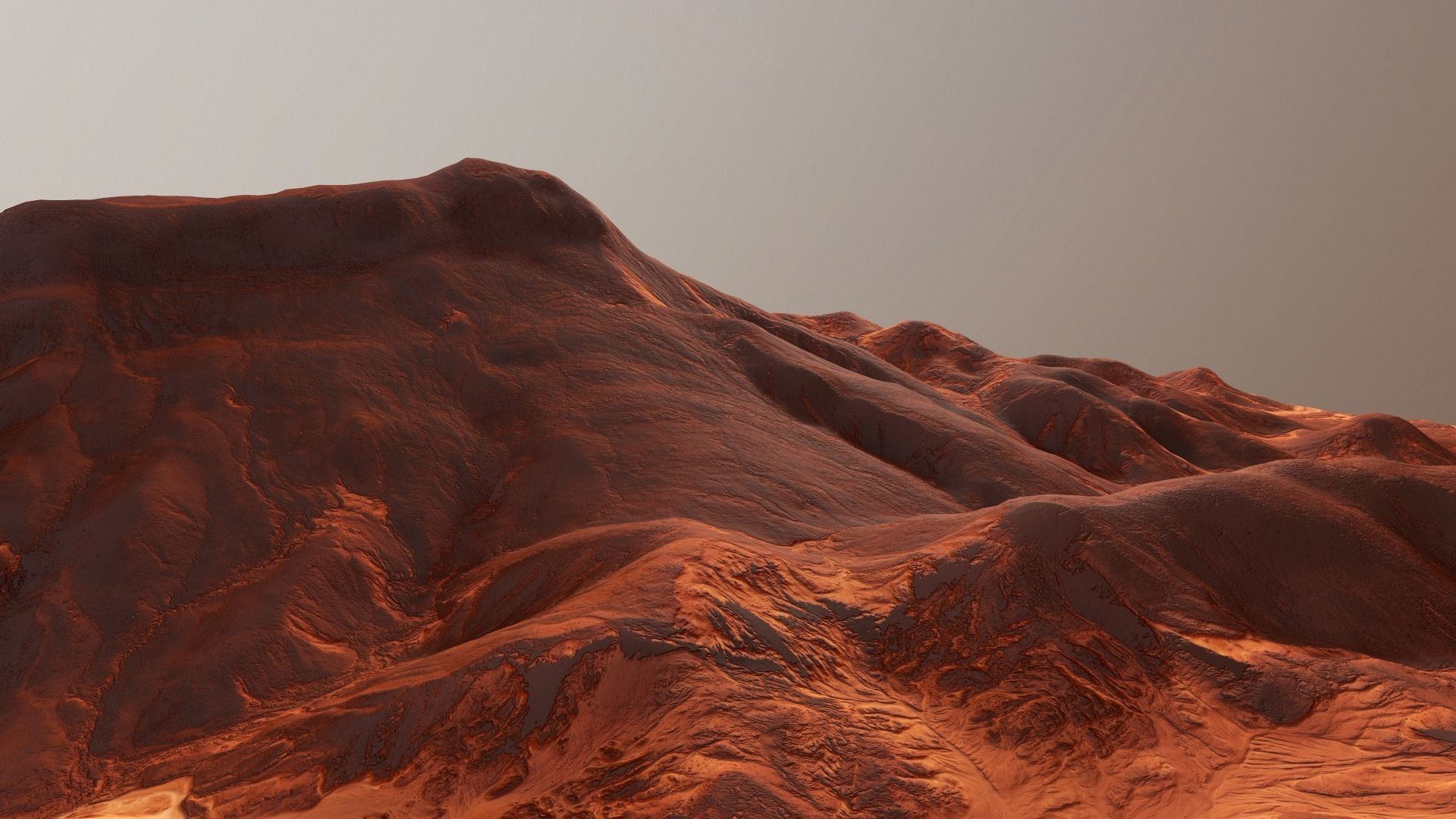 Mars Mountain Red Planet Terrain Landscape Desert PBR 07 Low-poly 3D model_7
