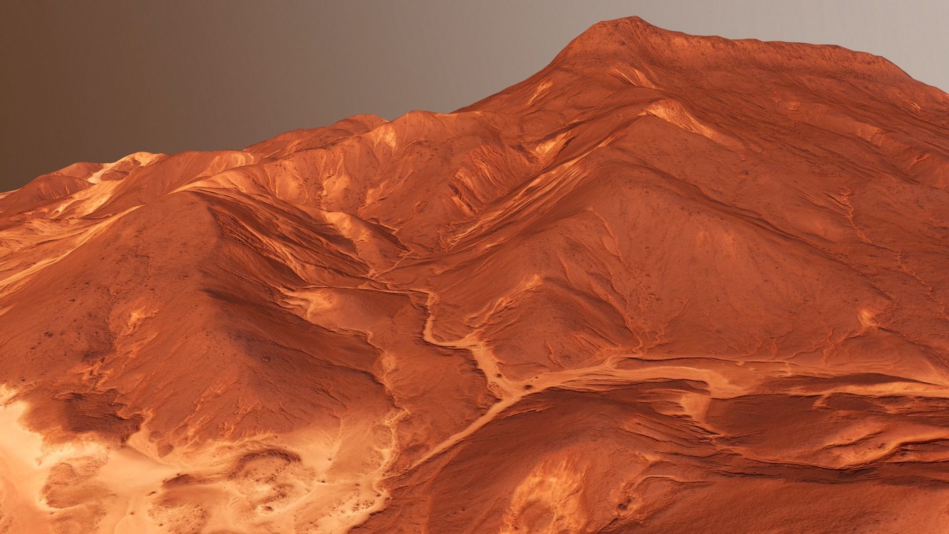 Mars Mountain Red Planet Terrain Landscape Desert PBR 07 Low-poly 3D model_10