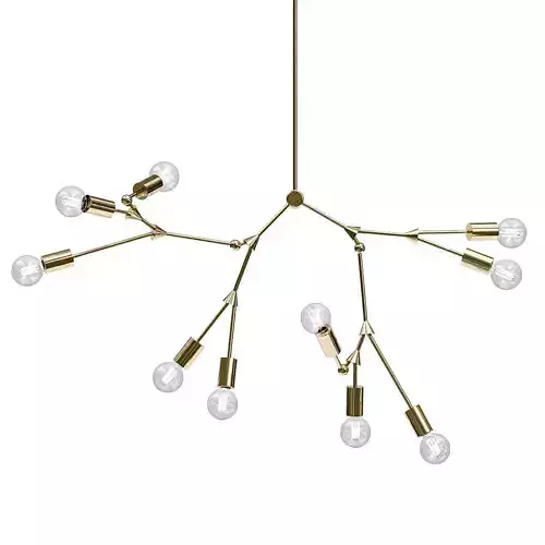 Untitled modern brass chandelier with clear bulbs