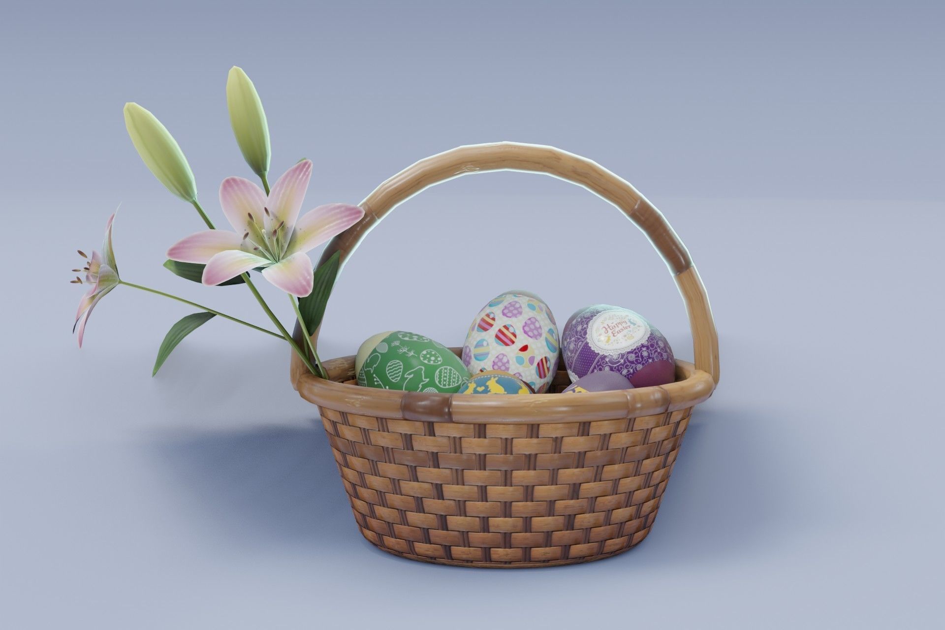 Easter Basket 3D Model Low-poly 3D model_3