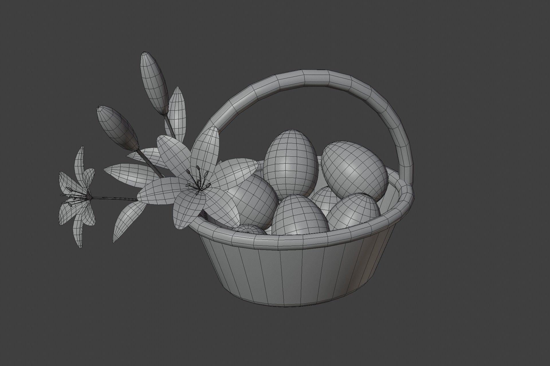 Easter Basket 3D Model Low-poly 3D model_4