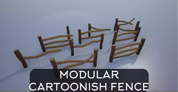 Lowpoly Polygon Cartoonish Modular Fence Low-poly 3D model Lowpoly Polygon Cartoonish Modular Fence Low-poly 3D model