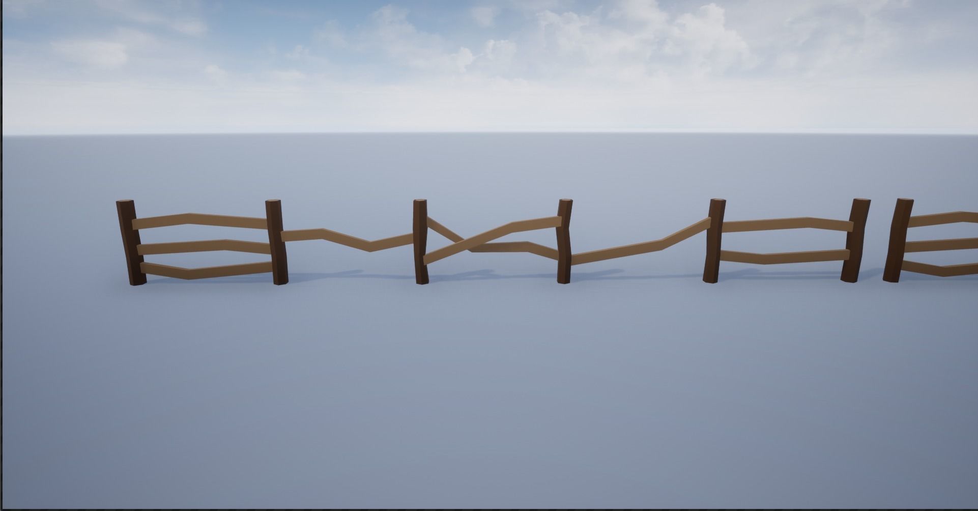 Lowpoly Polygon Cartoonish Modular Fence Low-poly 3D model_5