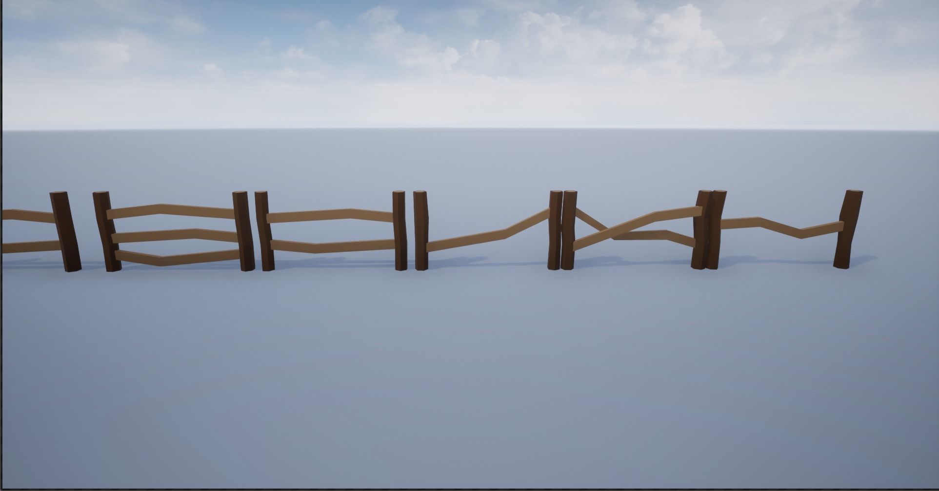 Lowpoly Polygon Cartoonish Modular Fence Low-poly 3D model_6