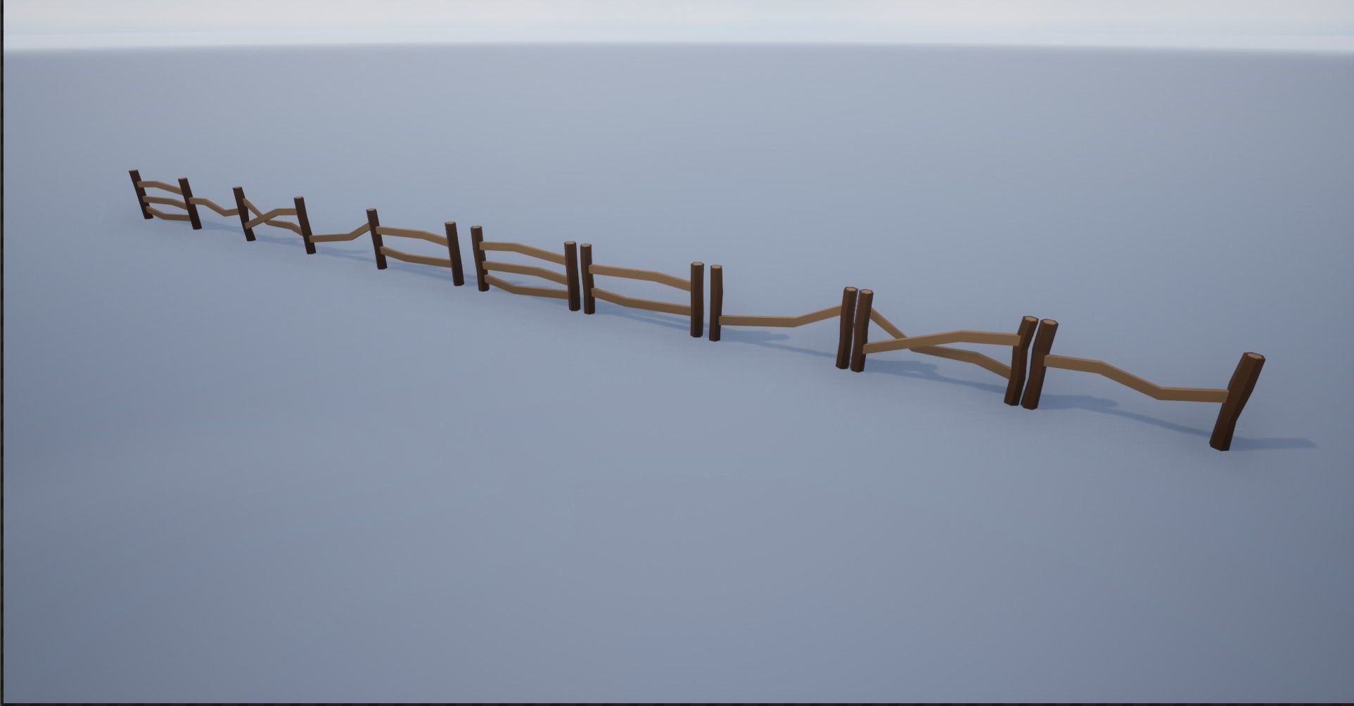 Lowpoly Polygon Cartoonish Modular Fence Low-poly 3D model_4