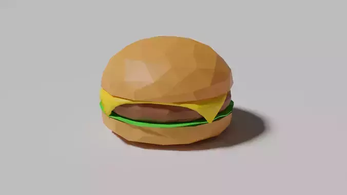 Low Poly Cheeseburger hamburger Low-poly 3D model