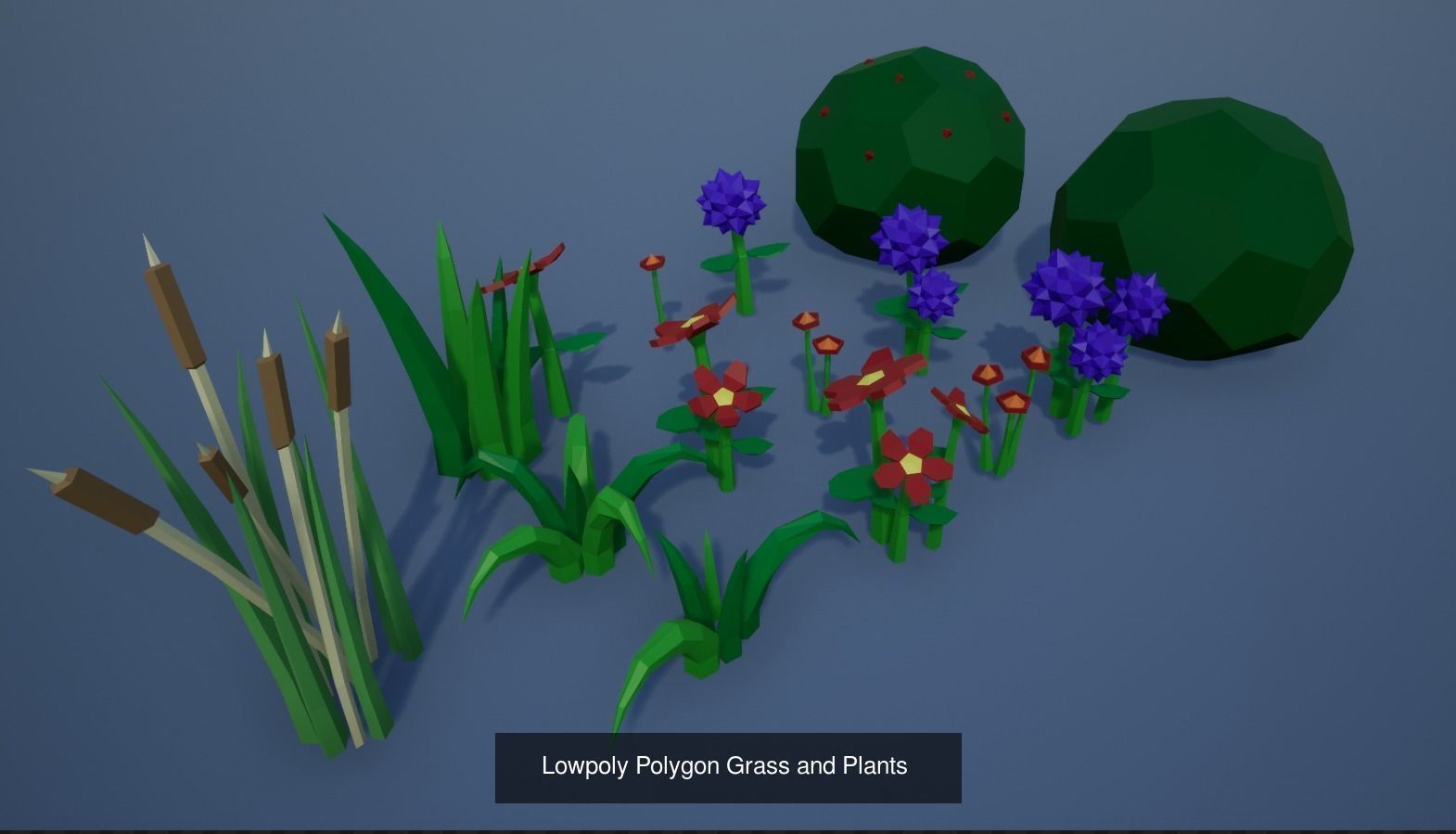 Lowpoly Polygon Platformer-tree-rock-fence-plant Pack 3D Model Collection_5