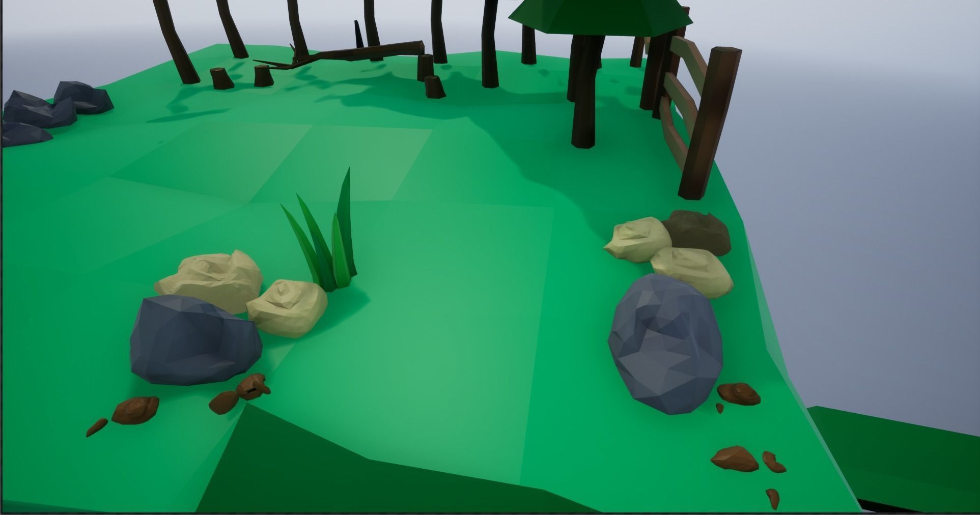 Lowpoly Polygon Platformer-tree-rock-fence-plant Pack 3D Model Collection_28